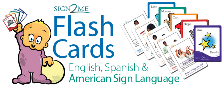 american sign language flash cards with English and Spanish