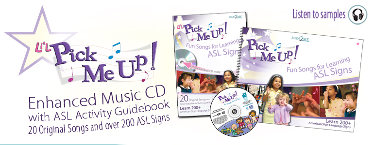 pick me up music and activity guidebook learn over 200 ASL signs along with 20 original songs